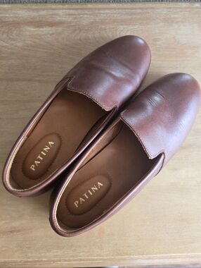 Portland Leather Patina Rounded Loafer Cognac Brown Leather Women's Size 8